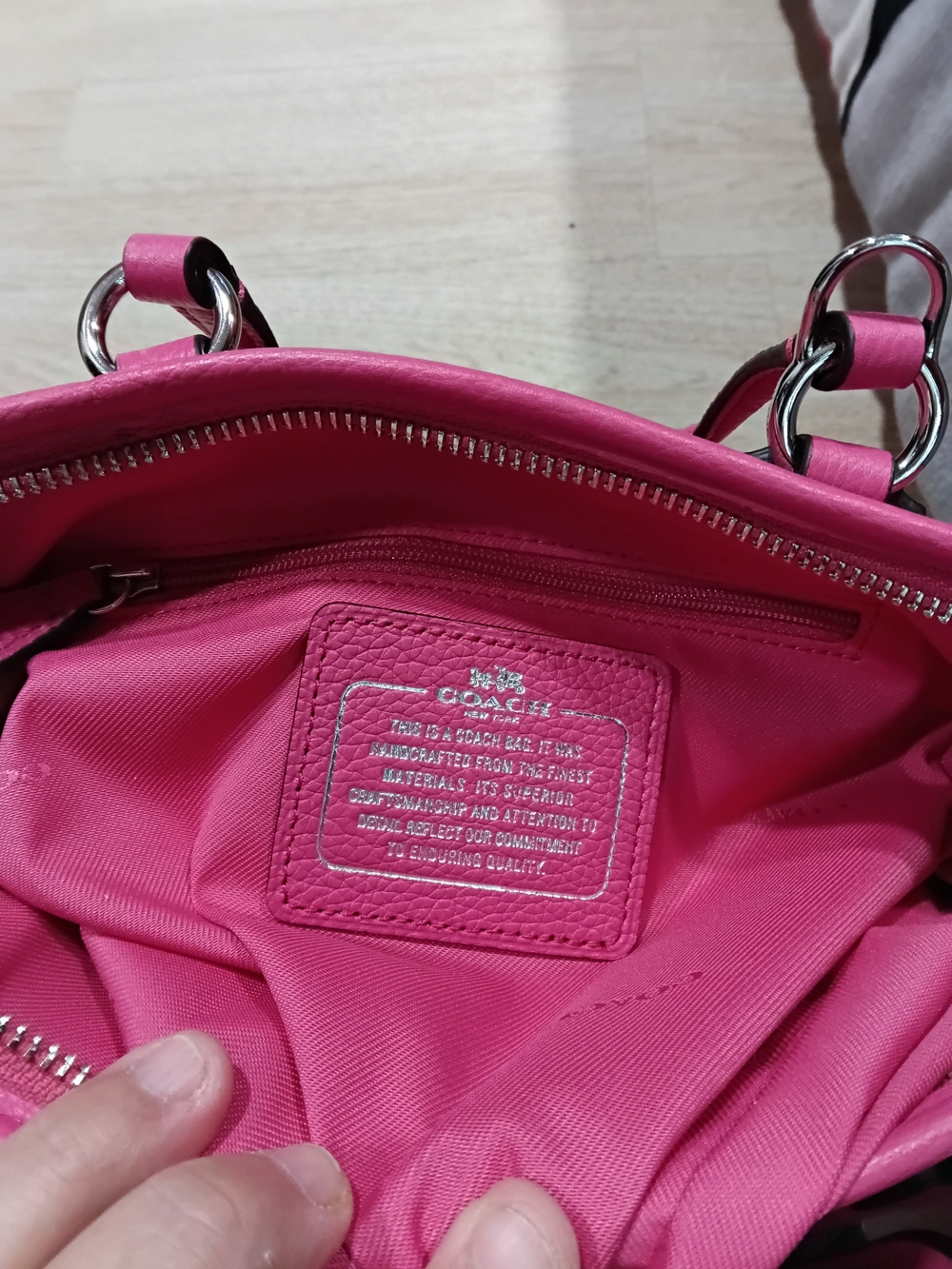 Coach Pebbled Leather Satchel Bag - Pink - Picture 6 of 9